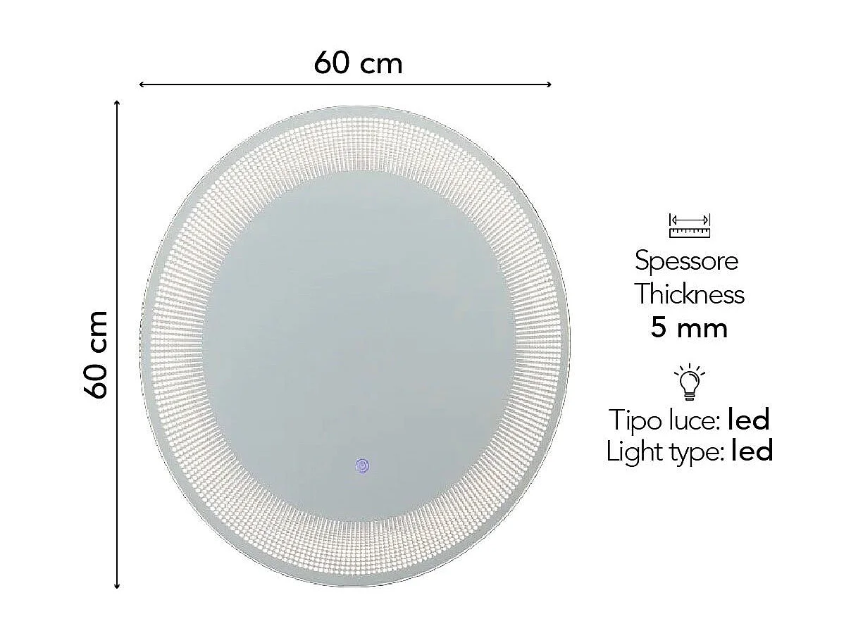 Miroir Rond 60 Cm Éclairage Led Touch