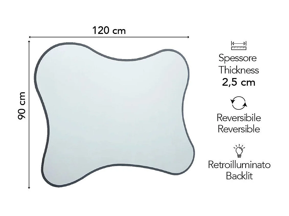 Miroir Biseauté +  Cadre Rétroéclairé Avec Led 120X90