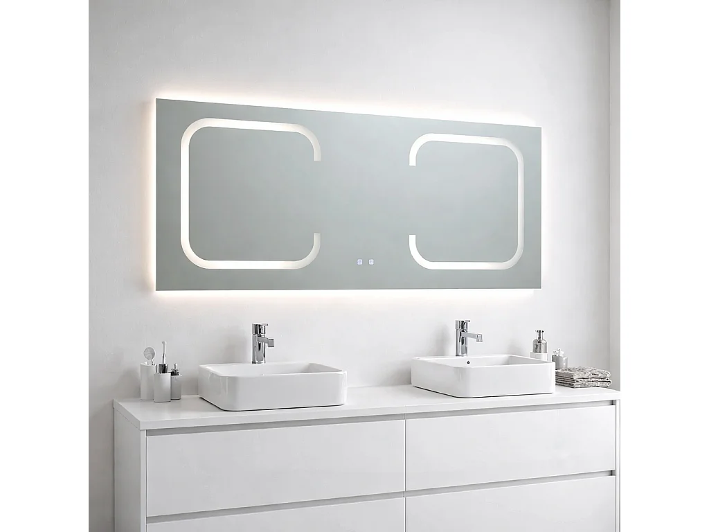 Miroir Rectangulaire 180X80 Rétro-Éclairé Par Des Bandes Led