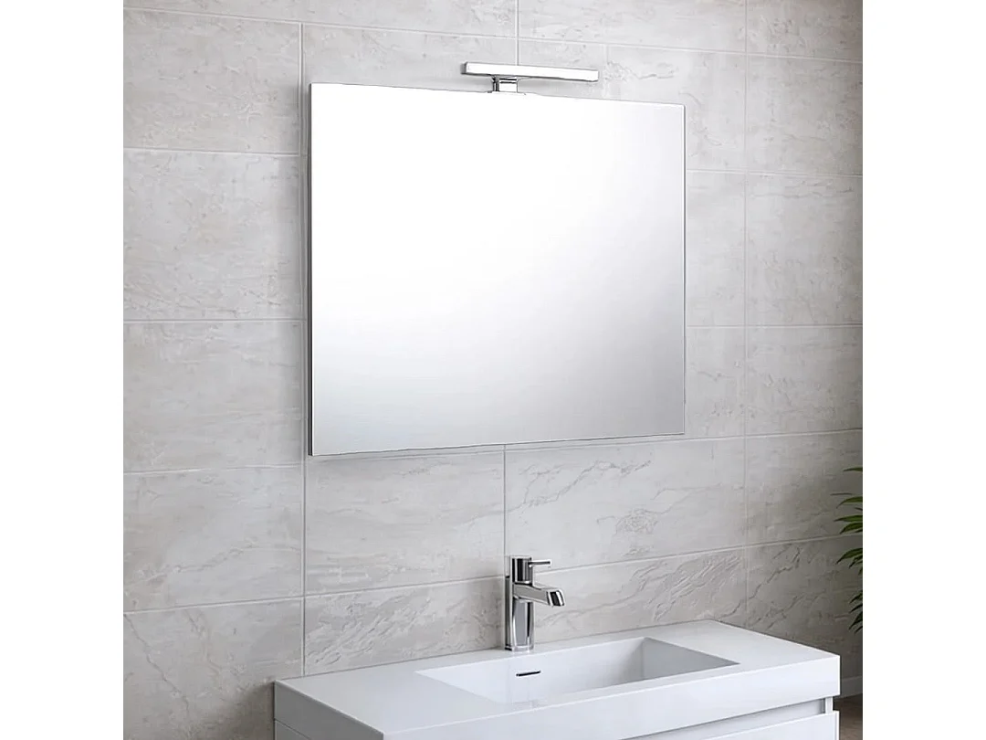 Miroir De Salle De Bains Affleurant 90 X 70 Cm Avec Éclairage Reversible Led Light