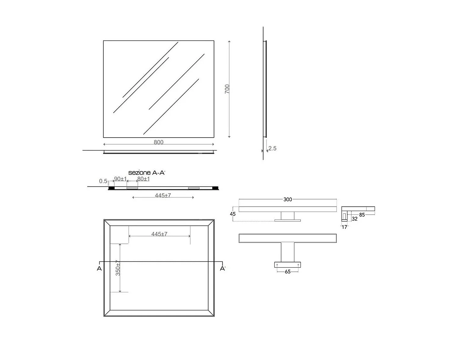 Miroir De Salle De Bains Réversible À Led Réversible 80X70 Cm