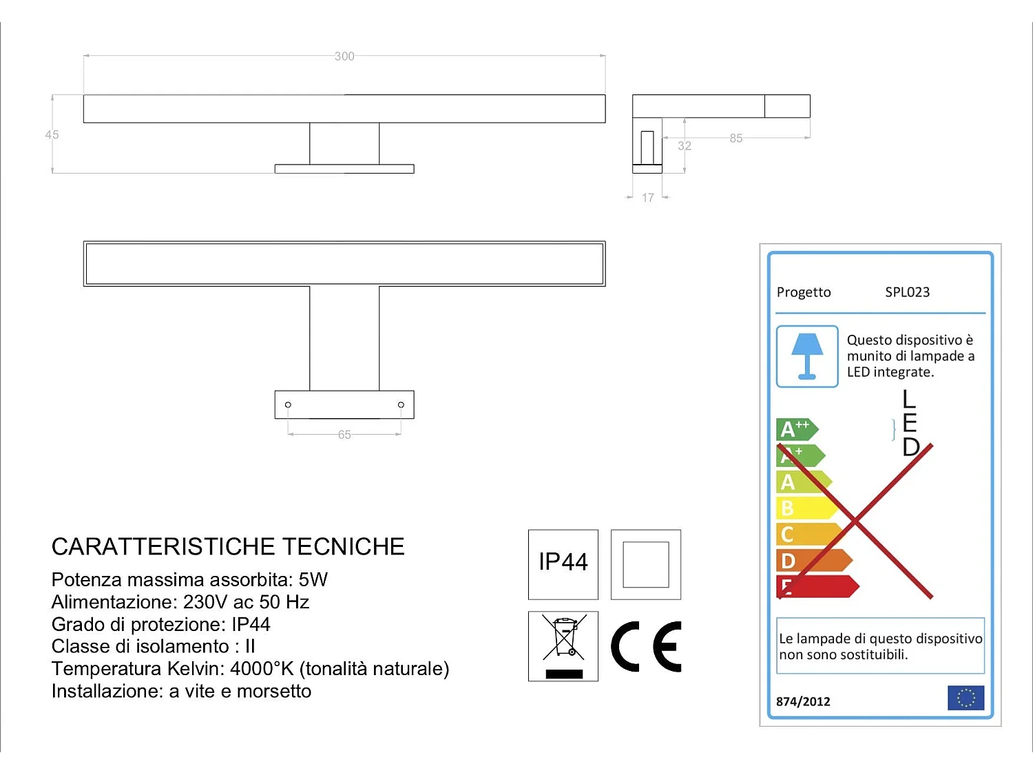 Lampe Avec Led De 30 Cm Pour Miroir De Salle De Bain