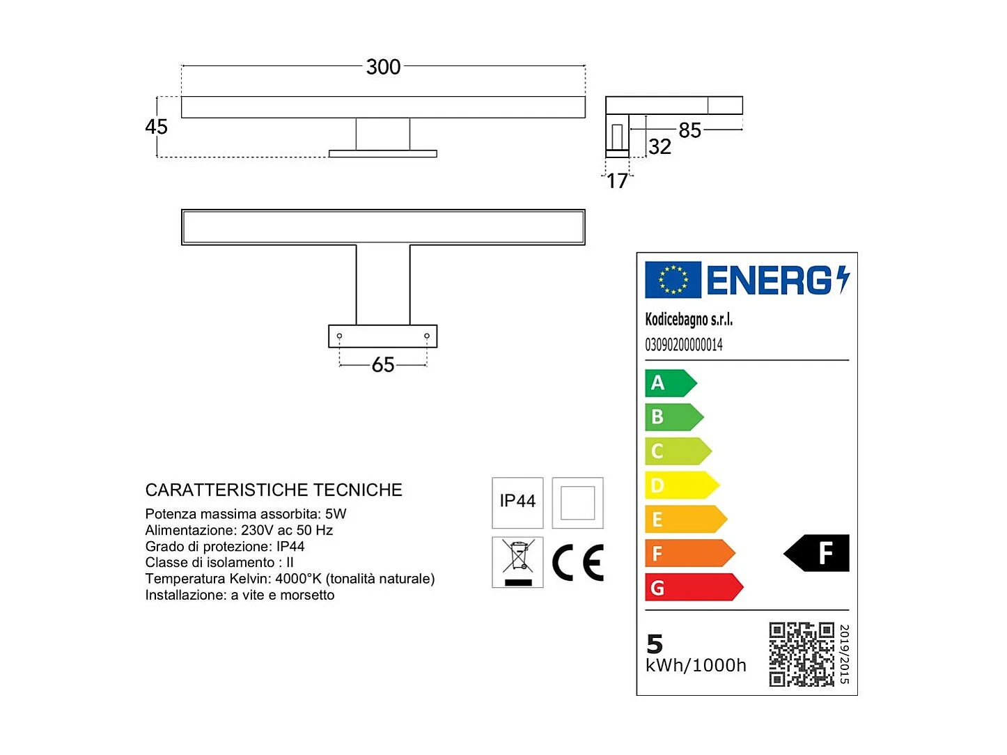 Lampe Avec Led De 30 Cm Pour Miroir De Salle De Bain