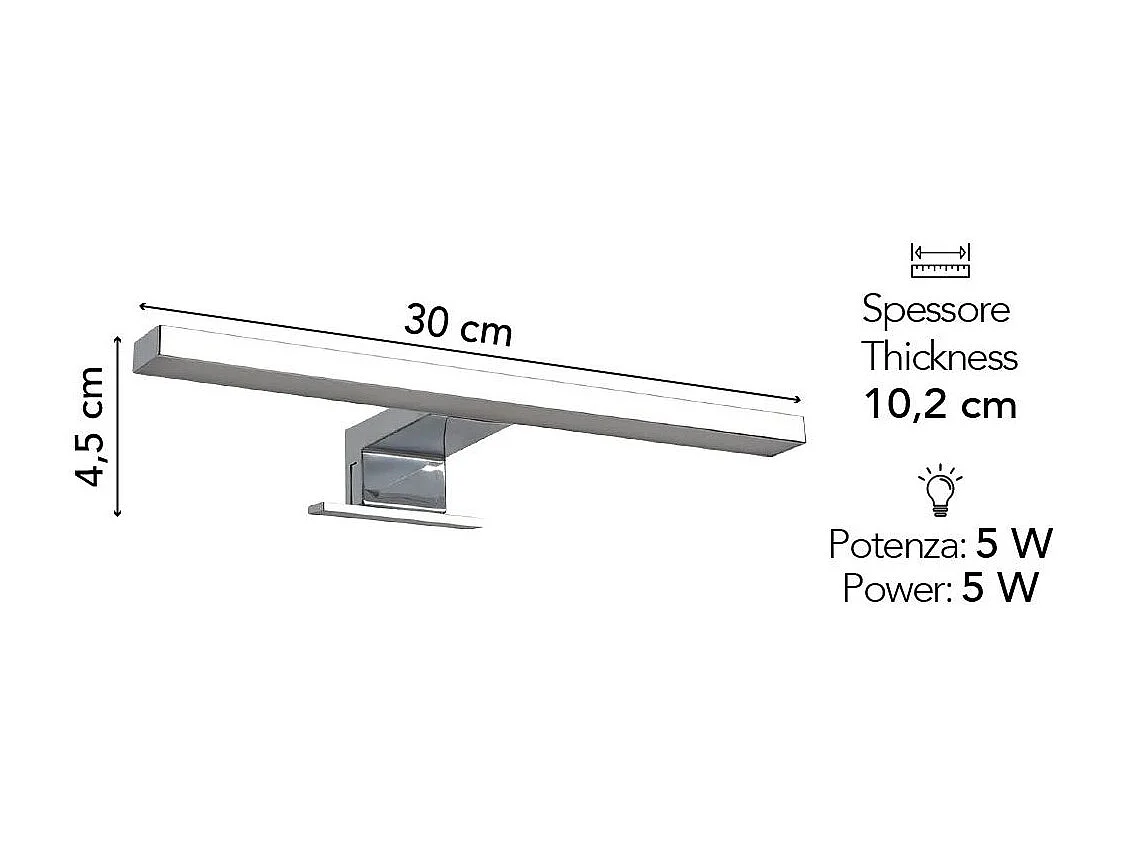 Lampe Avec Led De 30 Cm Pour Miroir De Salle De Bain