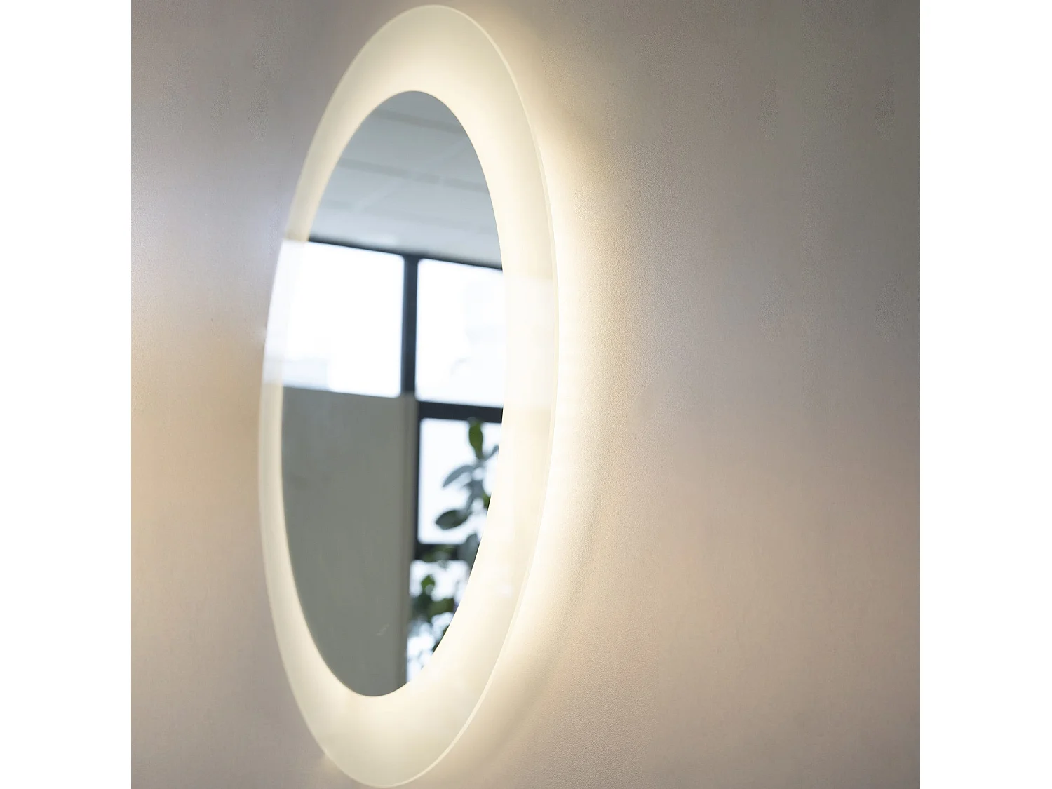 Miroir Arrondi 75Cm Avec Sablage Rétro-Éclairé