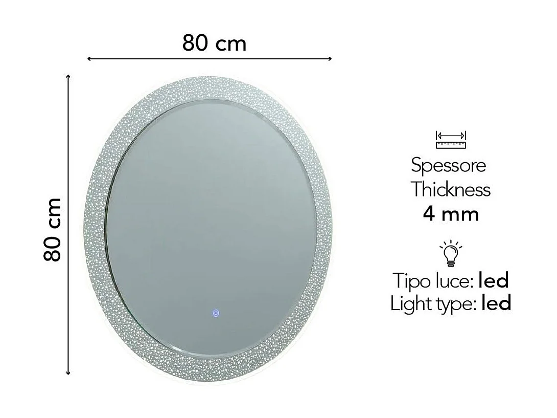 Miroir Rond De 80 Cm Avec Éclairage Led Intégré