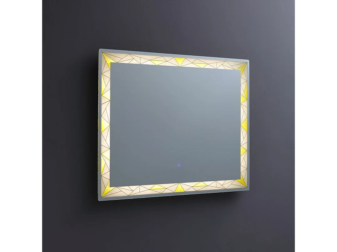 Miroir 90X70 Avec Finition Satinée Colorée Et Inserts Lumineux À Leds