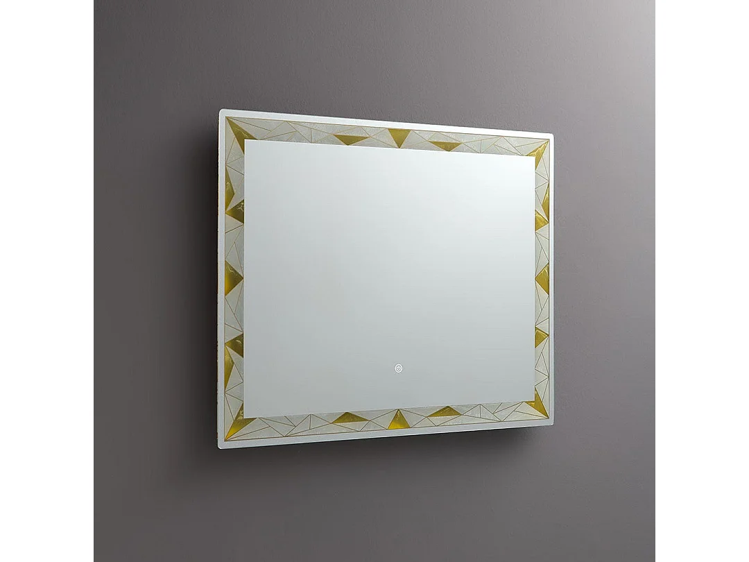 Miroir 90X70 Avec Finition Satinée Colorée Et Inserts Lumineux À Leds