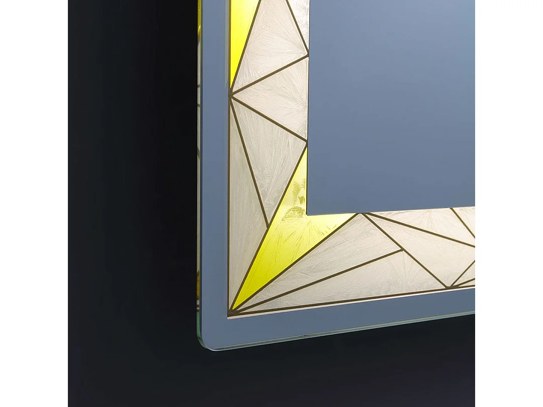 Miroir 90X70 Avec Finition Satinée Colorée Et Inserts Lumineux À Leds