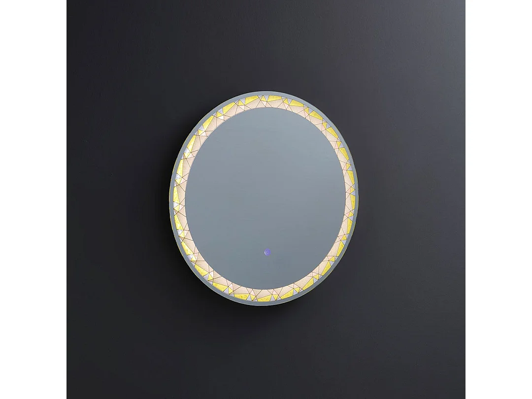 Miroir Rond Rétro-Éclairé De 60 Cm Avec Inserts Colorés