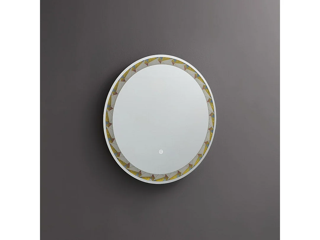 Miroir Rond Rétro-Éclairé De 60 Cm Avec Inserts Colorés
