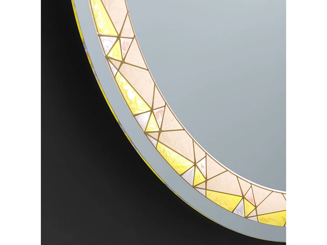 Miroir Rond Rétro-Éclairé De 60 Cm Avec Inserts Colorés