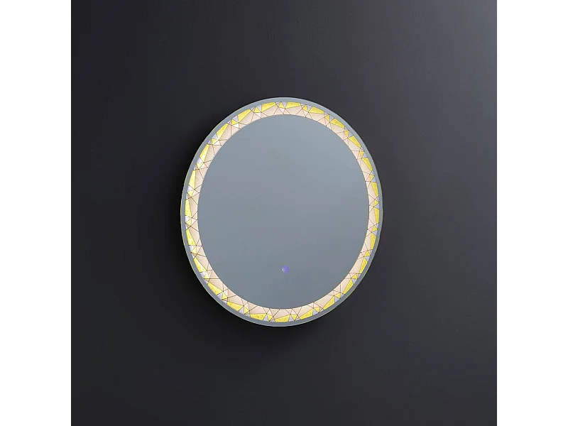 Miroir Rond Rétro-Éclairé De 60 Cm Avec Inserts Colorés