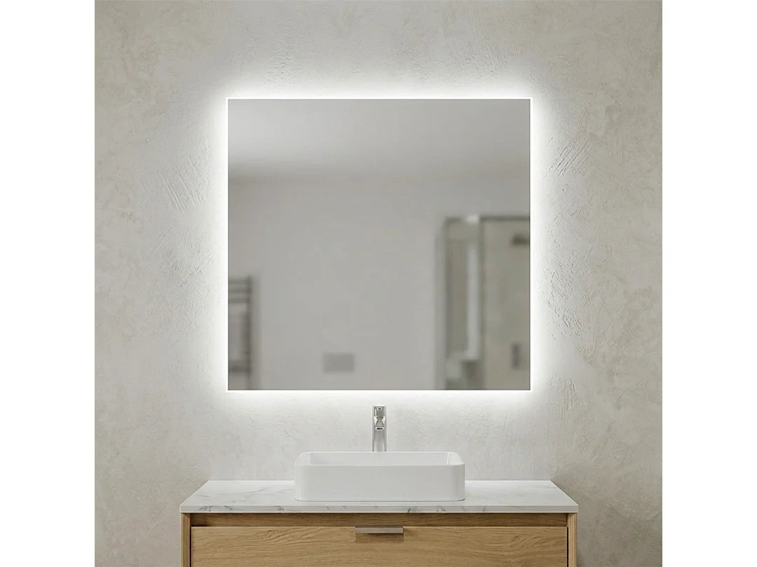 Miroir De Salle De Bain 70X60 Cm Avec Rétro-Éclairage Led