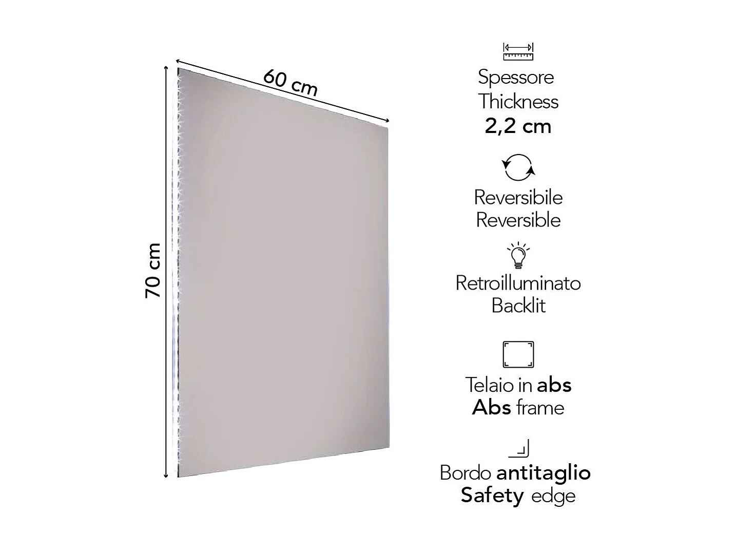 Miroir De Salle De Bain 70X60 Cm Avec Rétro-Éclairage Led