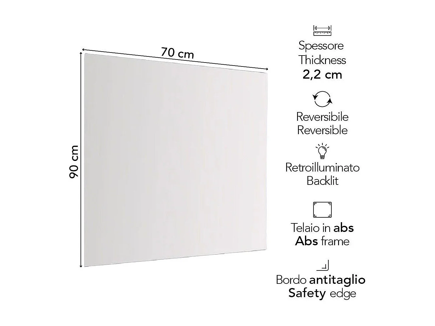 Miroir De Salle De Bains 90X70 Cm Éclairage À Leds