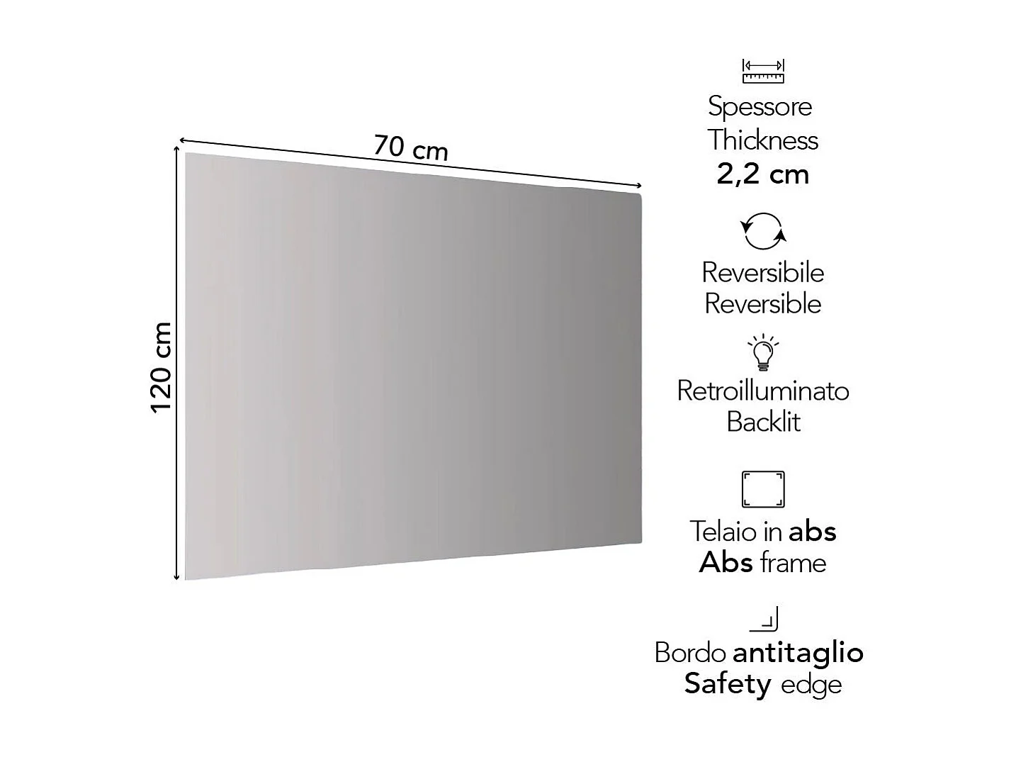 Miroir De Salle De Bain 120X70 Cm Avec Rétro-Éclairage À Leds