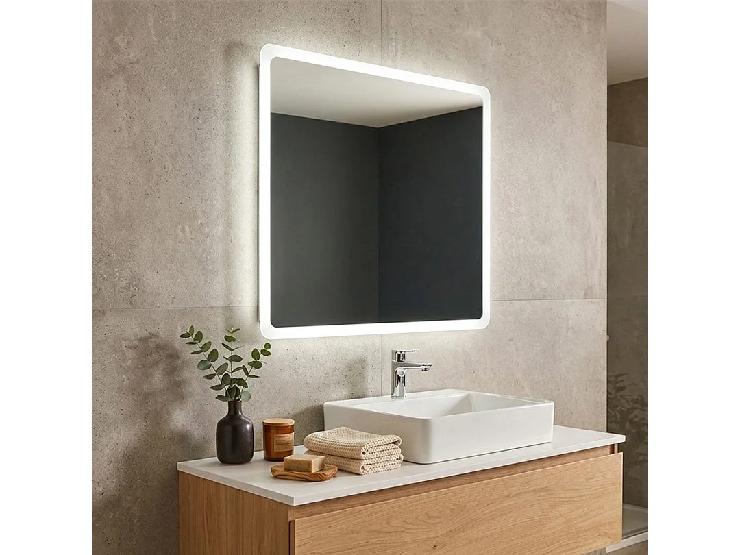 Miroir Angles Arrondis Éclairé Avec Led 60 X 60 Cm | Dallas
