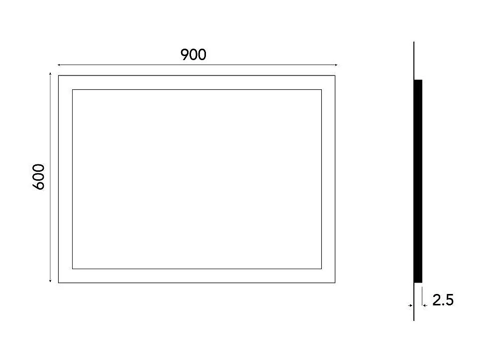Miroir Pour Salle De Bain 90X60 Avec Led Réversible + Allumage Touch