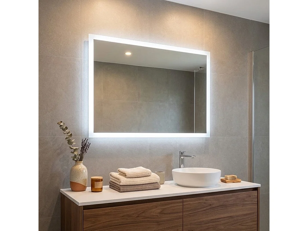 Miroir Avec Cadre Rétroéclairé Avec Led 80X60 Cm Réversible