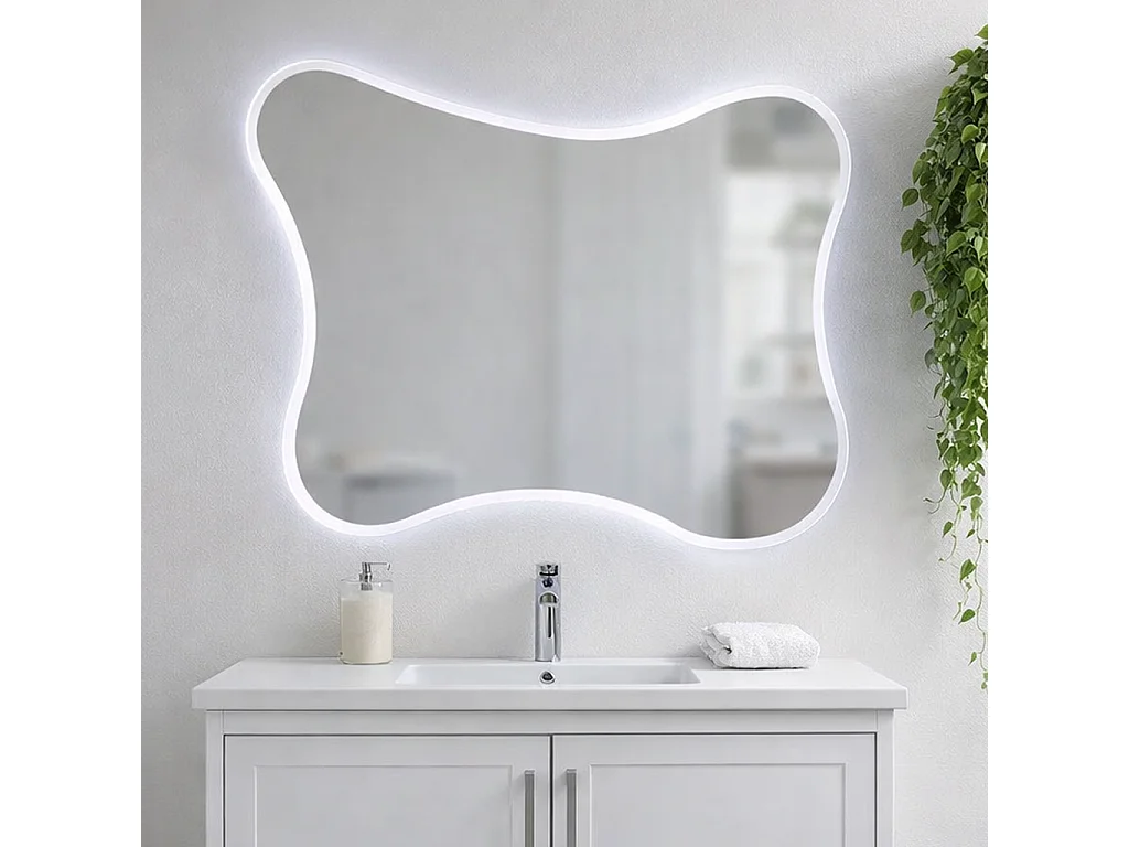 Miroir 100X75 Avec Cadre Retro-Éclairé Avec Led Réversible
