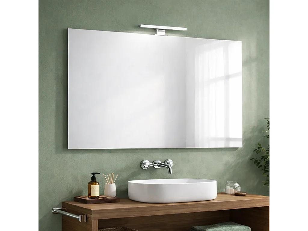 Miroir Avec Bords Polis Cm 100X70 Réversible Avec Lampe Led