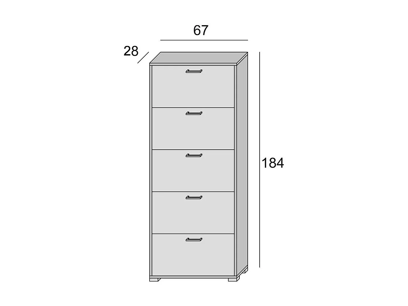 Meuble À Chaussures Gris Effet Béton Avec 5 Portes À Double Profondeur