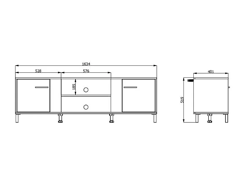 Meuble TV avec 2 portes et 2 niches - Beige et naturel - LYSANO