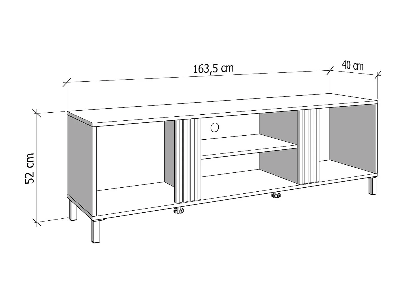 Meuble TV avec 2 portes et 2 niches - Beige et naturel - LYSANO