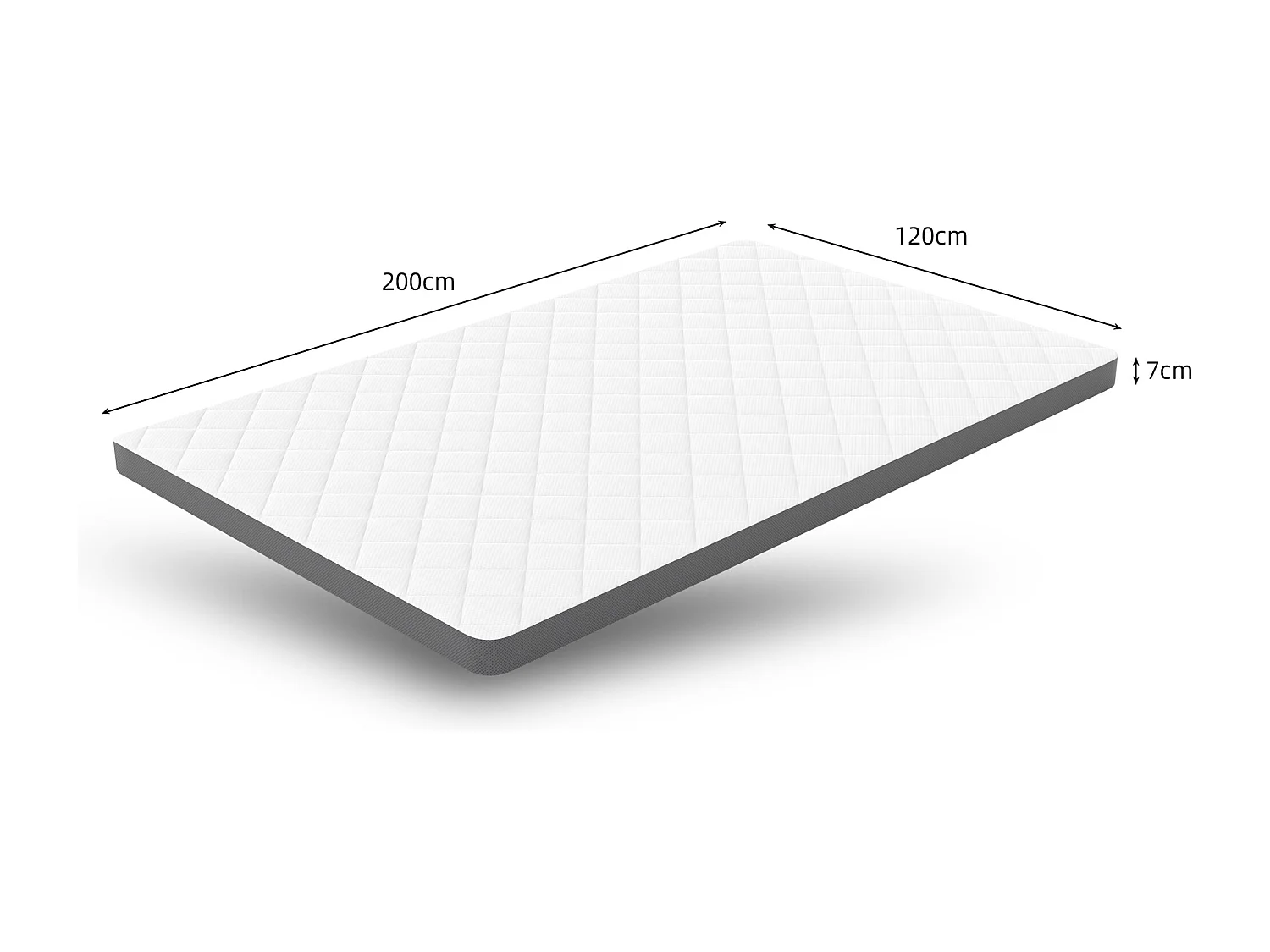 Matelas confortable H3, soutien moyen, certifié Eco-Tex, hauteur 7 cm, taille 120x200 cm, mousse à 7 zones, soutien efficace pour la taille.