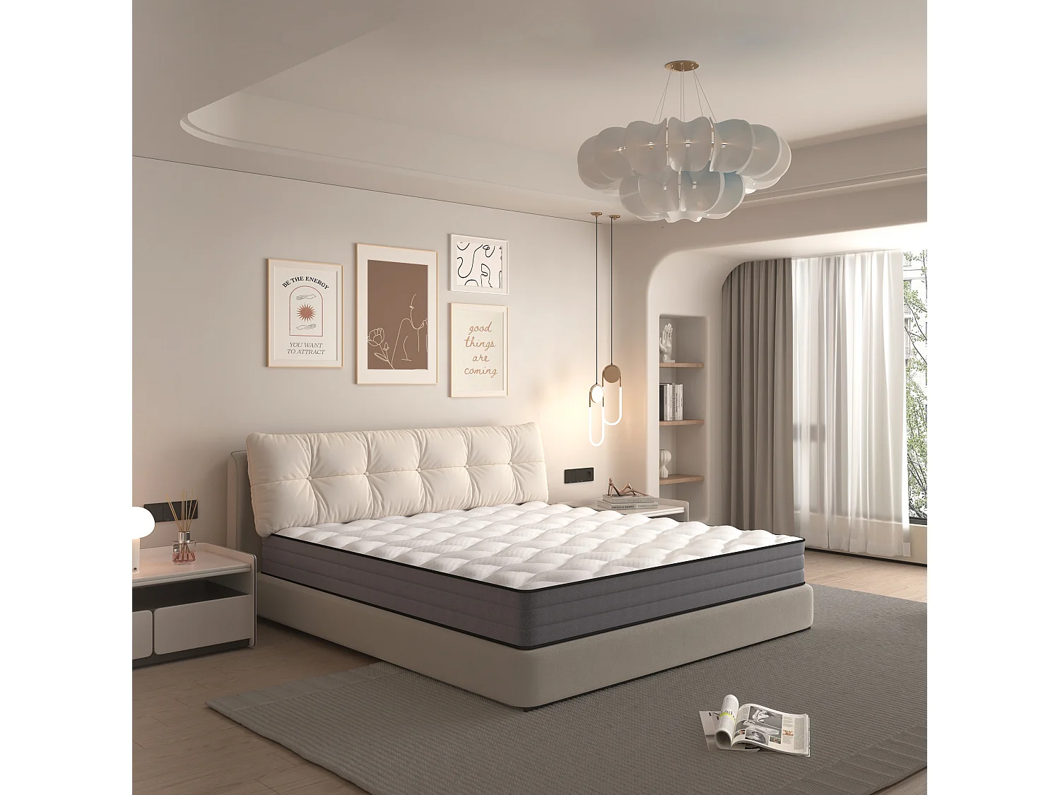 Matelas à ressorts ensachés 120x200 cm H3, 20 cm, 1000 ressorts, housse en Lyocell, 7 zones, certifié Oeko-TEX - Confort optimal pour un sommeil de qualité.
