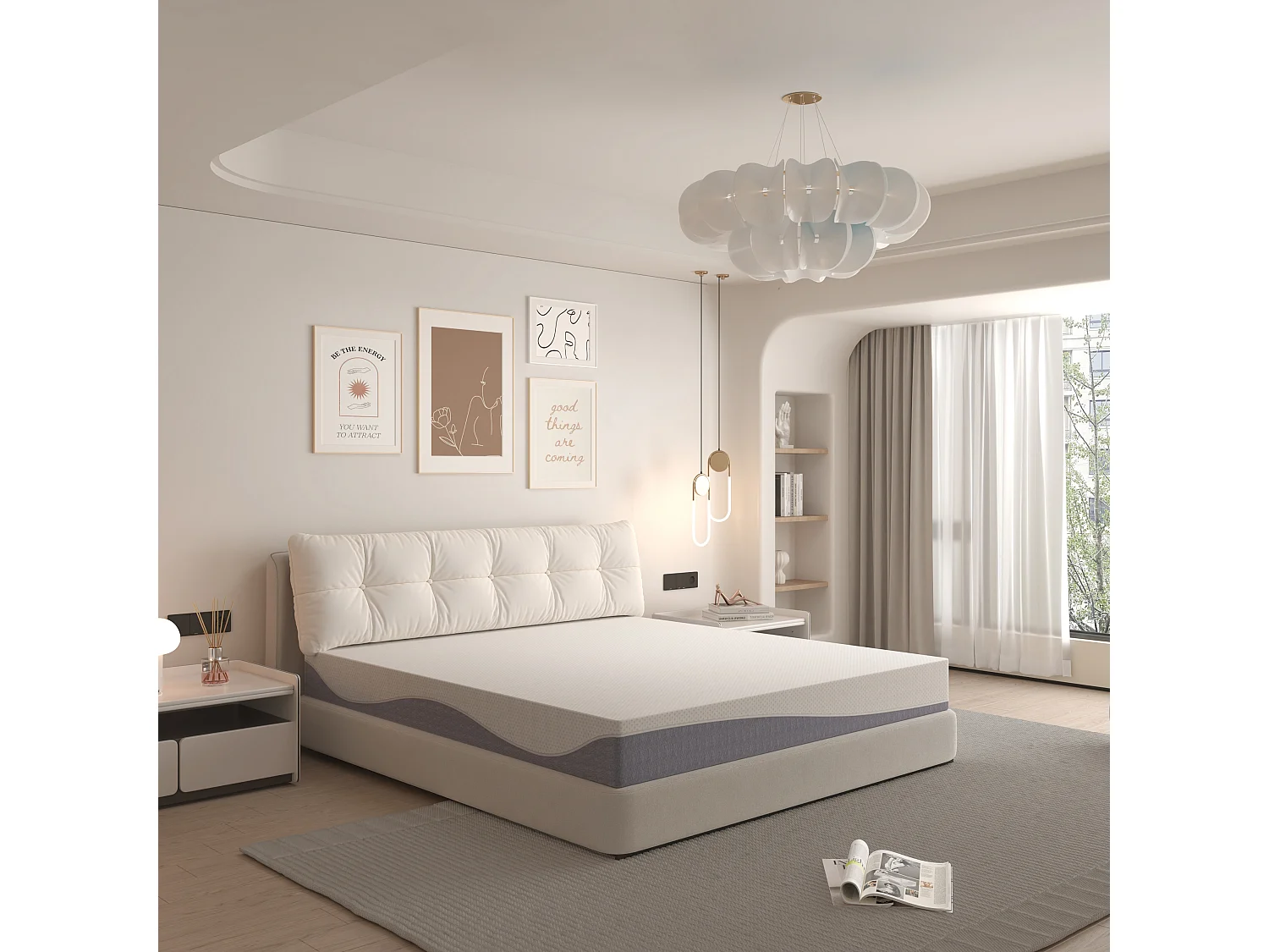 Matras van schuimrubber, 160x200 cm, medium comfort H3/H4, hoogte 20 cm, Oeko-TEX-gecertificeerd, omkeerbaar, afneembare hoes, grijs en wit.