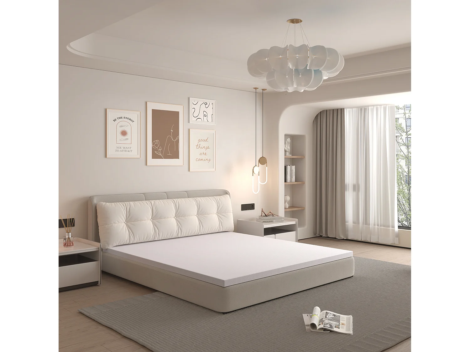 Colchón H3 confortable, soporte medio, certificado Eco-Tex, lavable, alto 5 cm, tamaño 160x200 cm, espuma naranja, colchón blanco.