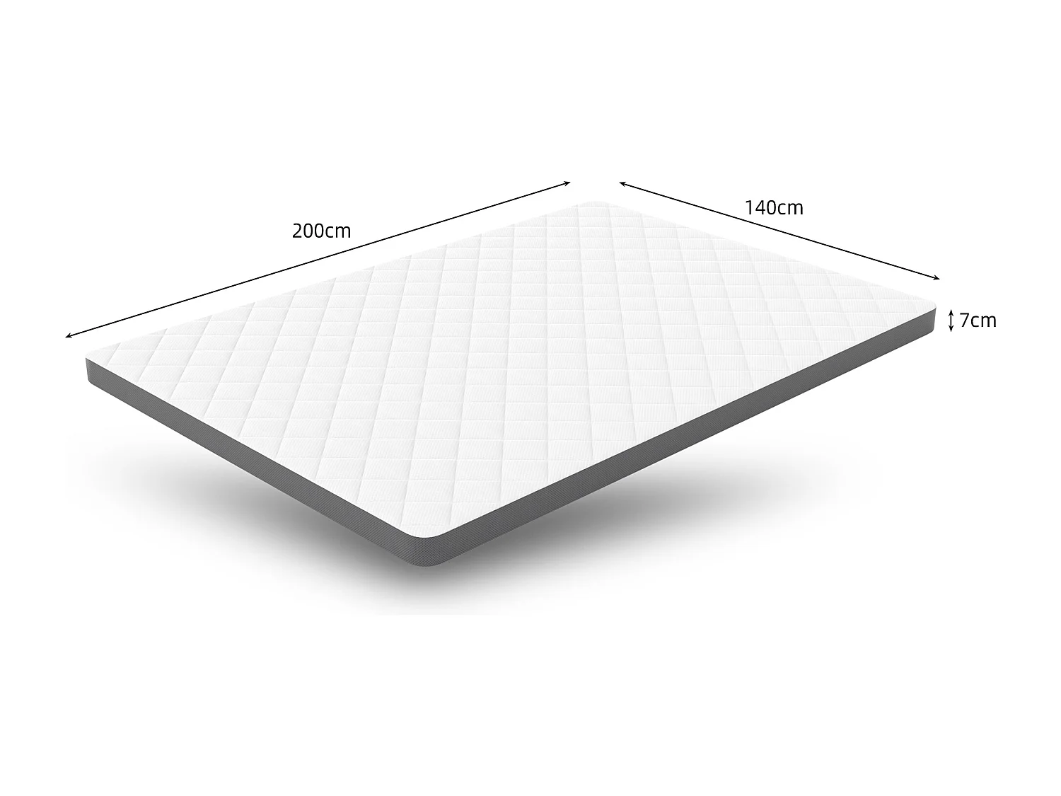 Matelas confortable H3, soutien moyen, certifié Eco-Tex, hauteur 7 cm, taille 140x200 cm, mousse à 7 zones, soutien efficace pour la taille.