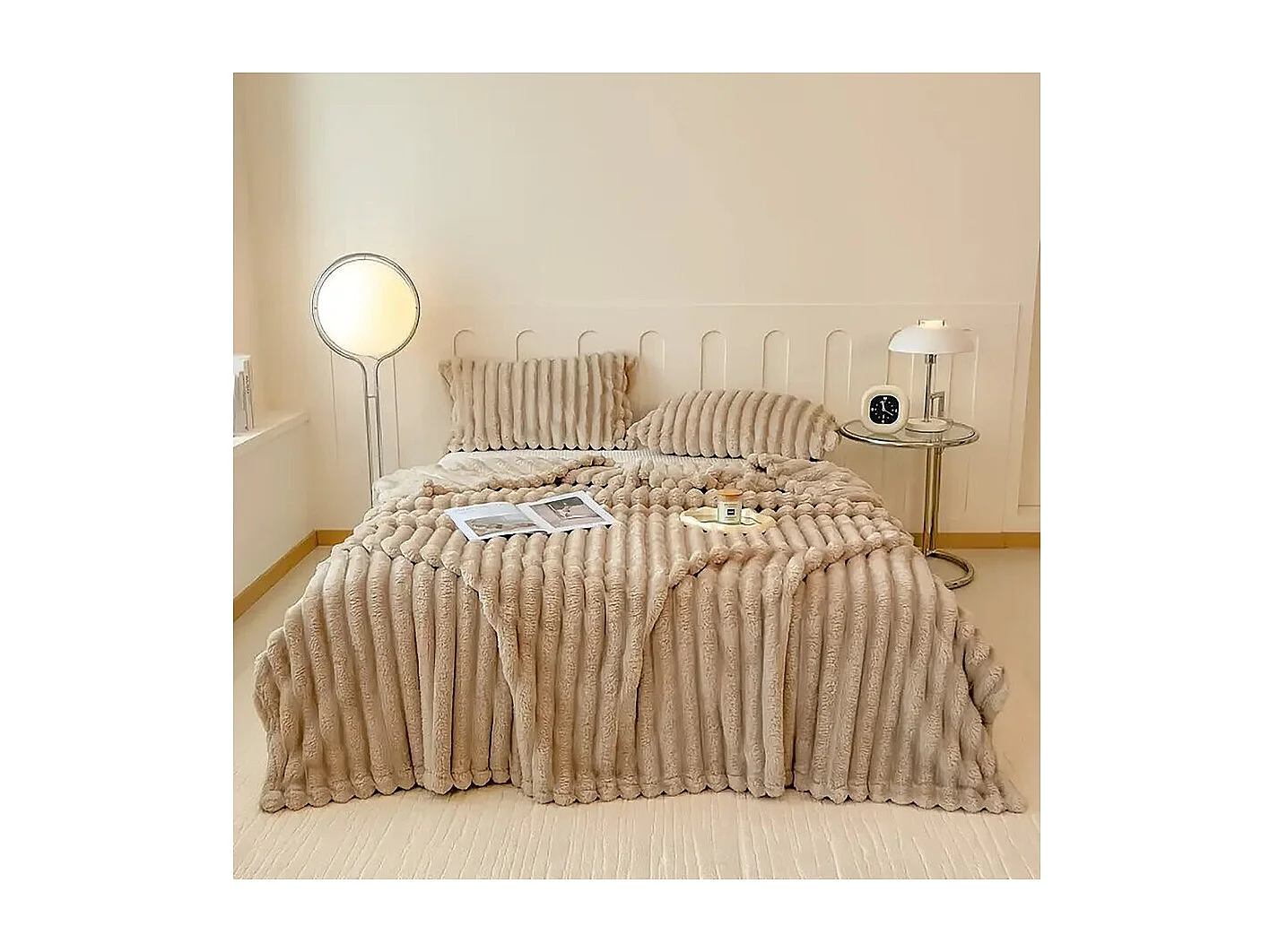 Plaid Taupe 1x1,5 m - Weiche und Leichte Decke für Sofa und Bett