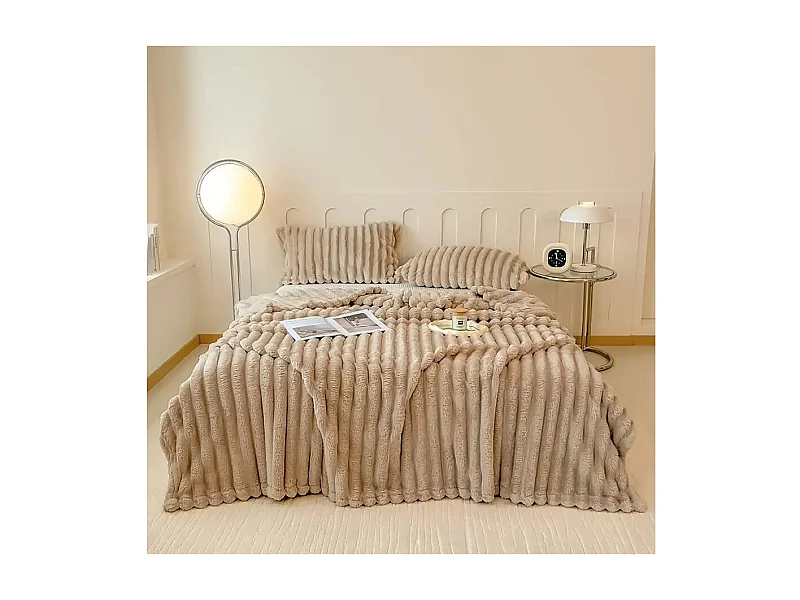 Plaid Taupe 1x1,5 m - Weiche und Leichte Decke für Sofa und Bett