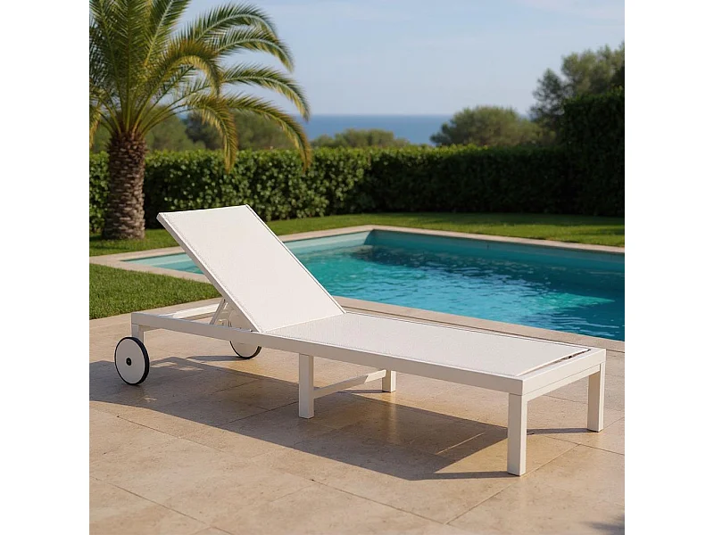 Espreguiçadeira de jardim ou piscina MAUI Branca