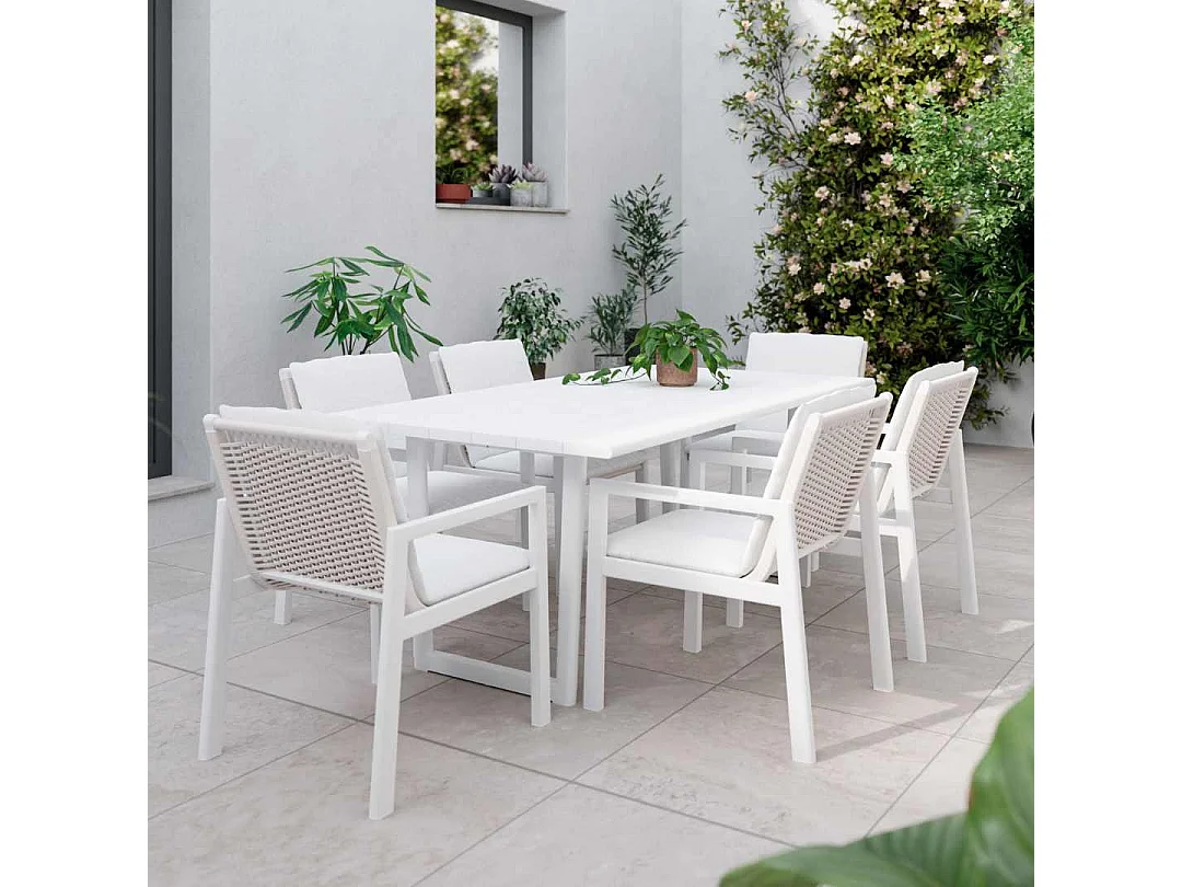 Conjunto comedor jardín ONIX 7 piezas Blanco