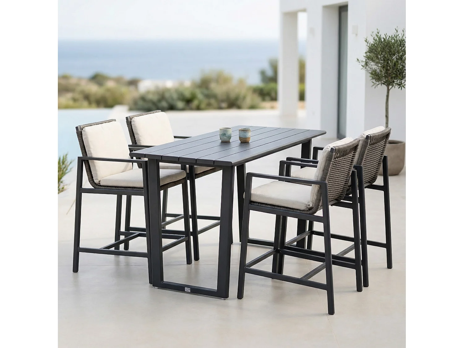 Conjunto comedor jardín ONIX 5 piezas Antracita