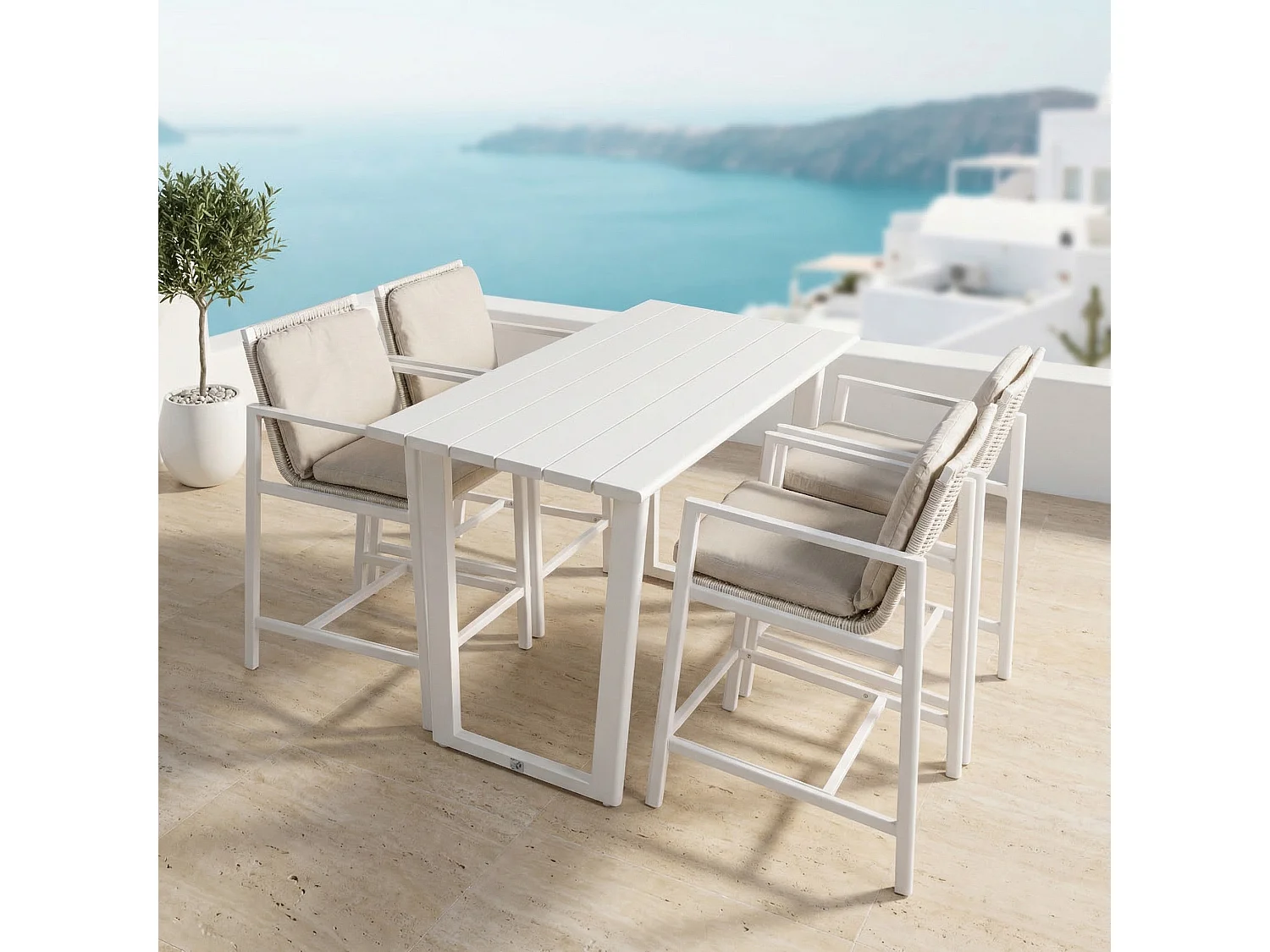 Conjunto de jantar de jardim ONIX 5 peças Branco