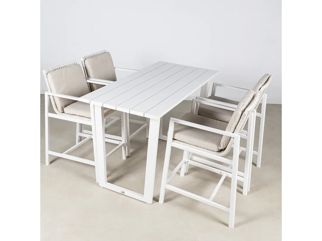 Conjunto de jantar de jardim ONIX 5 peças Branco