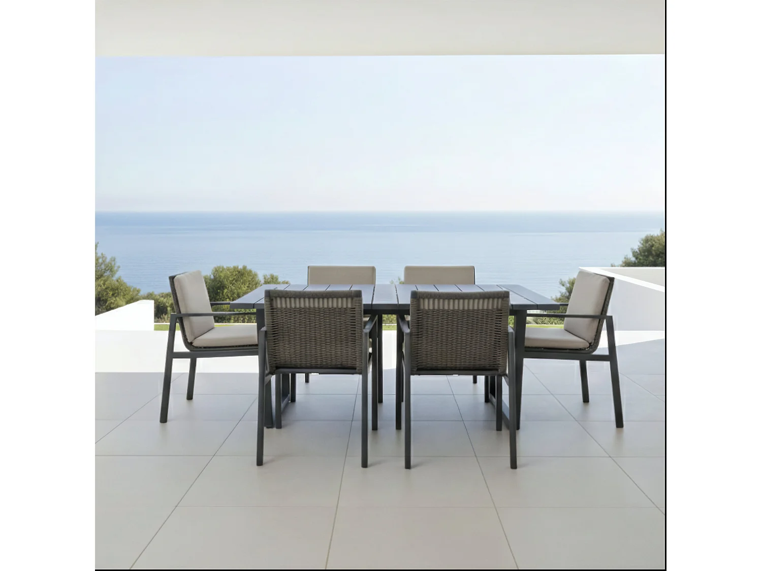 Conjunto de jantar de jardim ONIX 7 peças Antracite