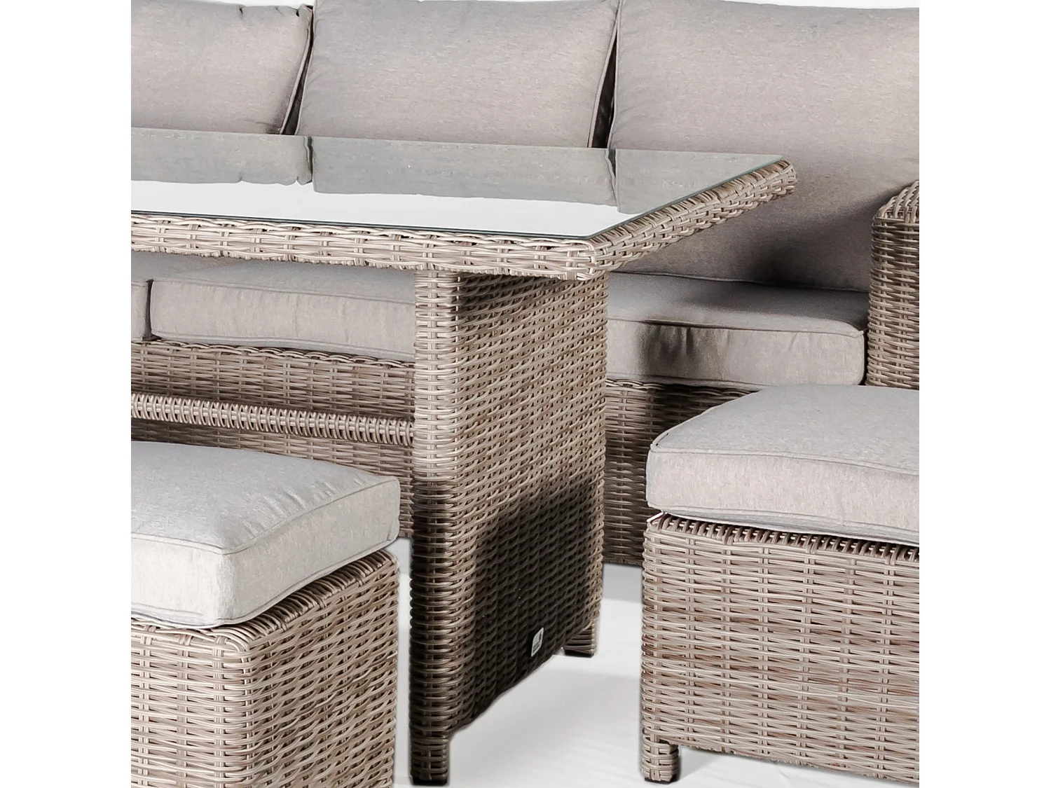 Conjunto de jardim MUNICH 9 lugares Natural 3 puffs