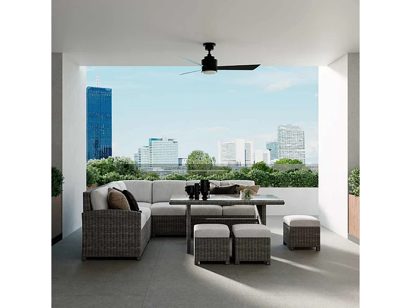 Conjunto de jardim MUNICH 9 lugares Natural 3 puffs