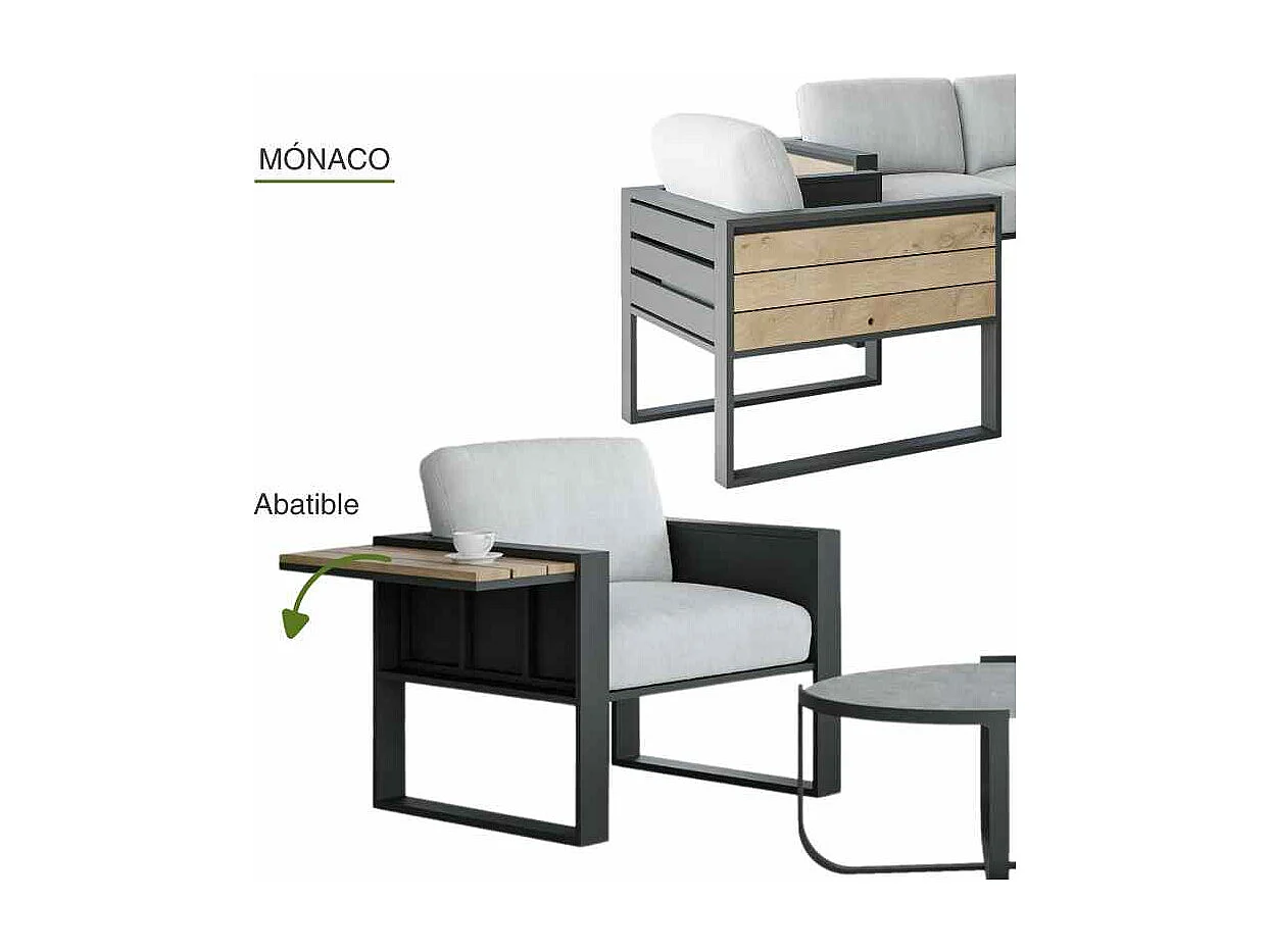 Conjunto de jardín MÓNACO 5 plazas Antracita