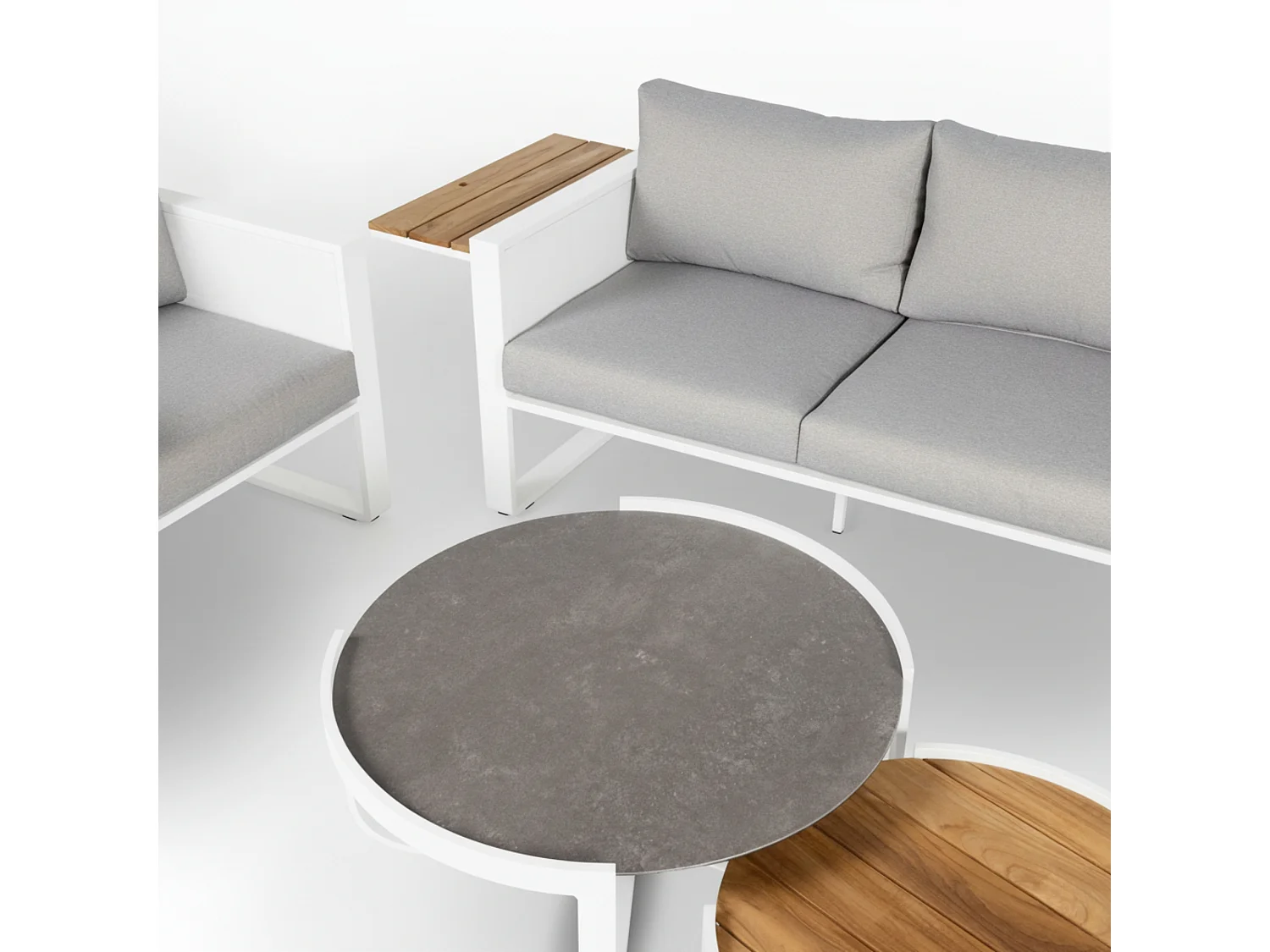 Conjunto de Jardín MÓNACO Blanco en Aluminio y Teka