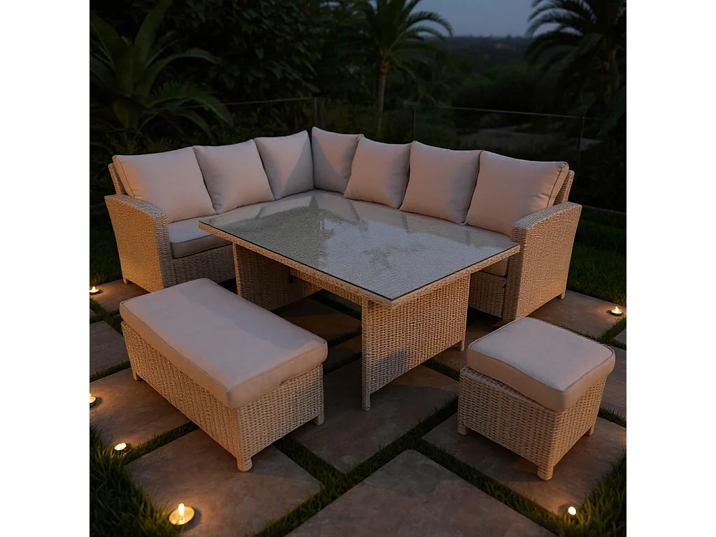 Conjunto de jardín MUNICH 9 plazas Gris Perla 1 banqueta