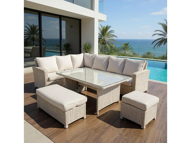 Conjunto de jardín MUNICH 9 plazas Gris Perla 1 banqueta