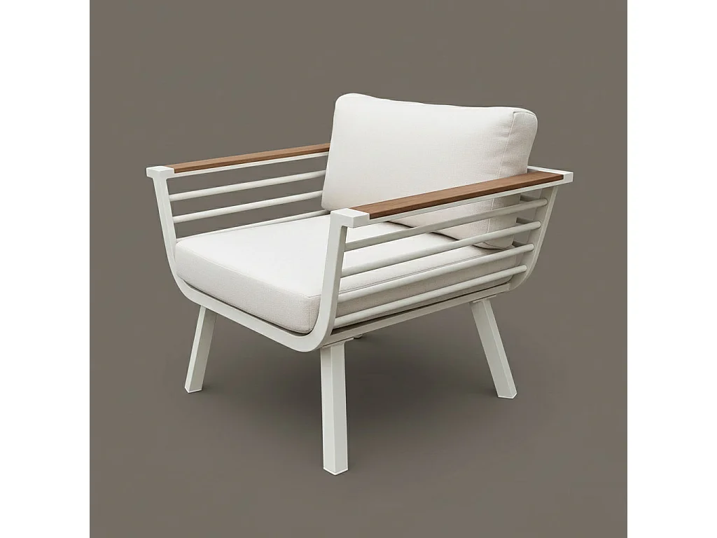 Conjunto de Jardín TORONTO Blanco en Aluminio y Madera Sintética