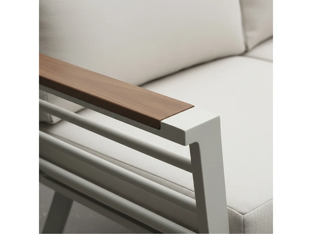 Conjunto de Jardín TORONTO Blanco en Aluminio y Madera Sintética